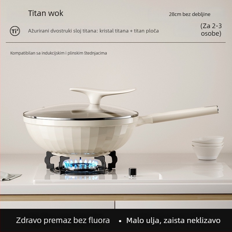 Wok od aluminijske zlitine s debelim neprijanjajućim keramičkim premazom za plinske i indukcijske štednjake