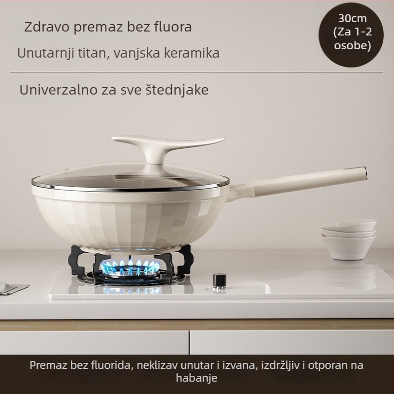 Wok od aluminijske zlitine s debelim neprijanjajućim keramičkim premazom za plinske i indukcijske štednjake
