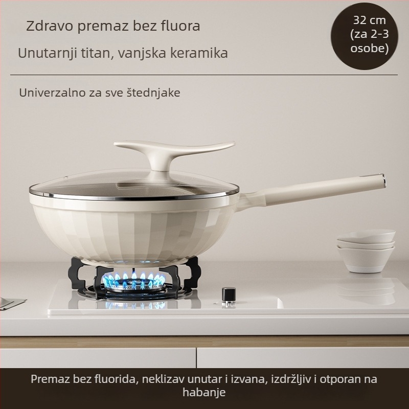 Wok od aluminijske zlitine s debelim neprijanjajućim keramičkim premazom za plinske i indukcijske štednjake