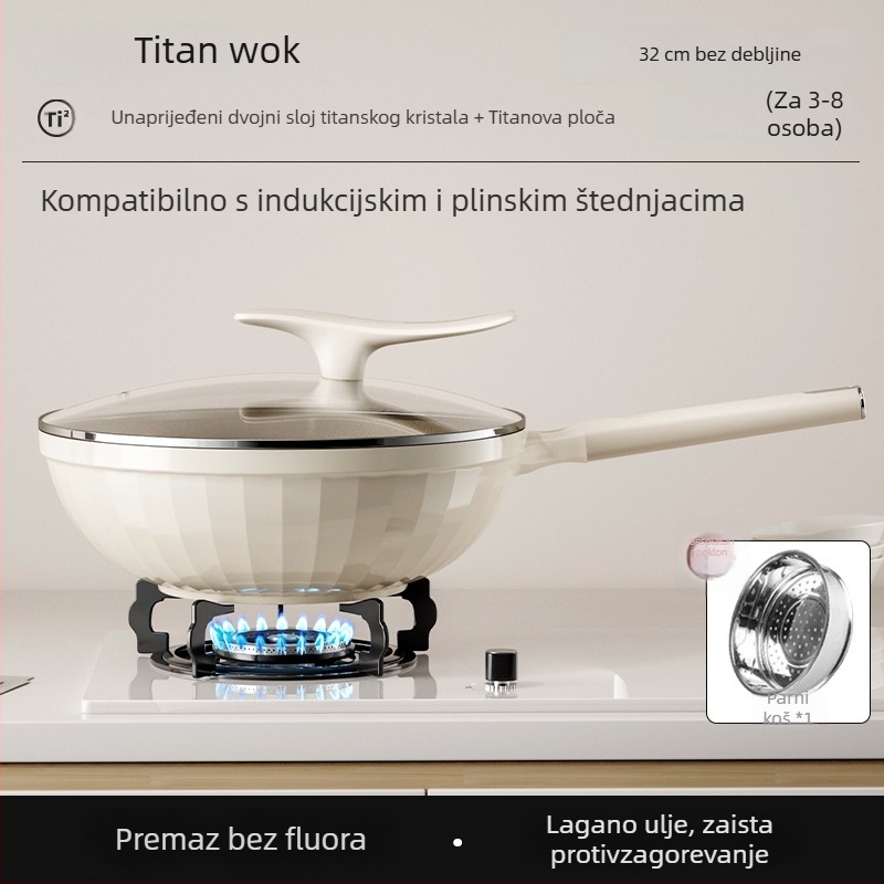 Wok od aluminijske zlitine s debelim neprijanjajućim keramičkim premazom za plinske i indukcijske štednjake