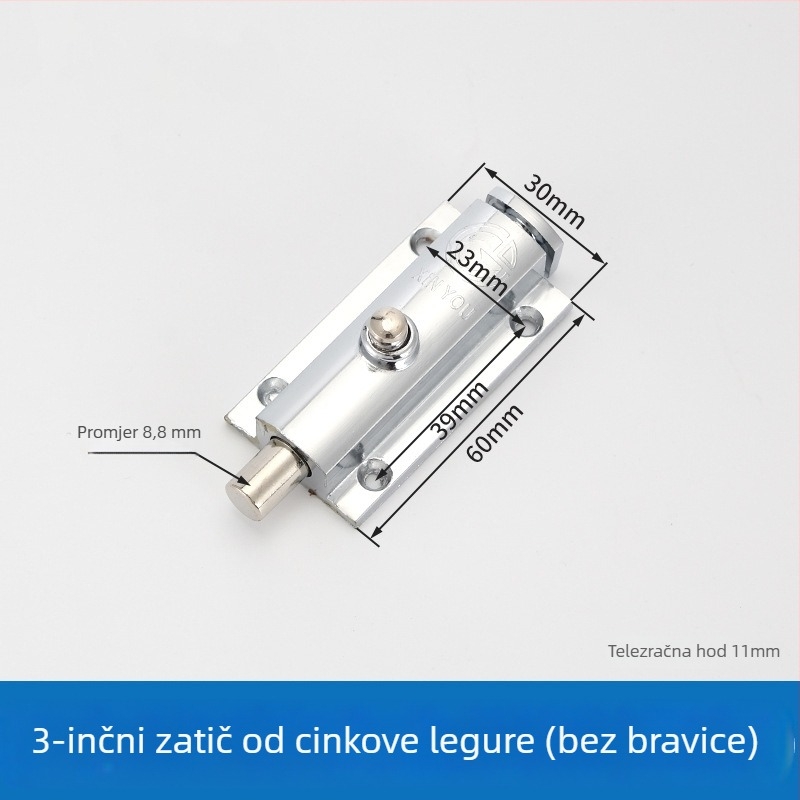 Jednostranični pomični zasun – 404/406/506 od cinkovog legura, premaz cinkom, modernog minimalističkog dizajna za vrata i ormariće