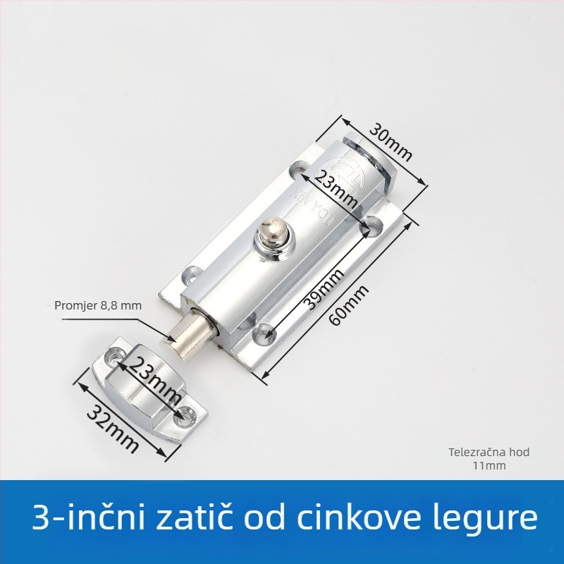 Jednostranični pomični zasun – 404/406/506 od cinkovog legura, premaz cinkom, modernog minimalističkog dizajna za vrata i ormariće