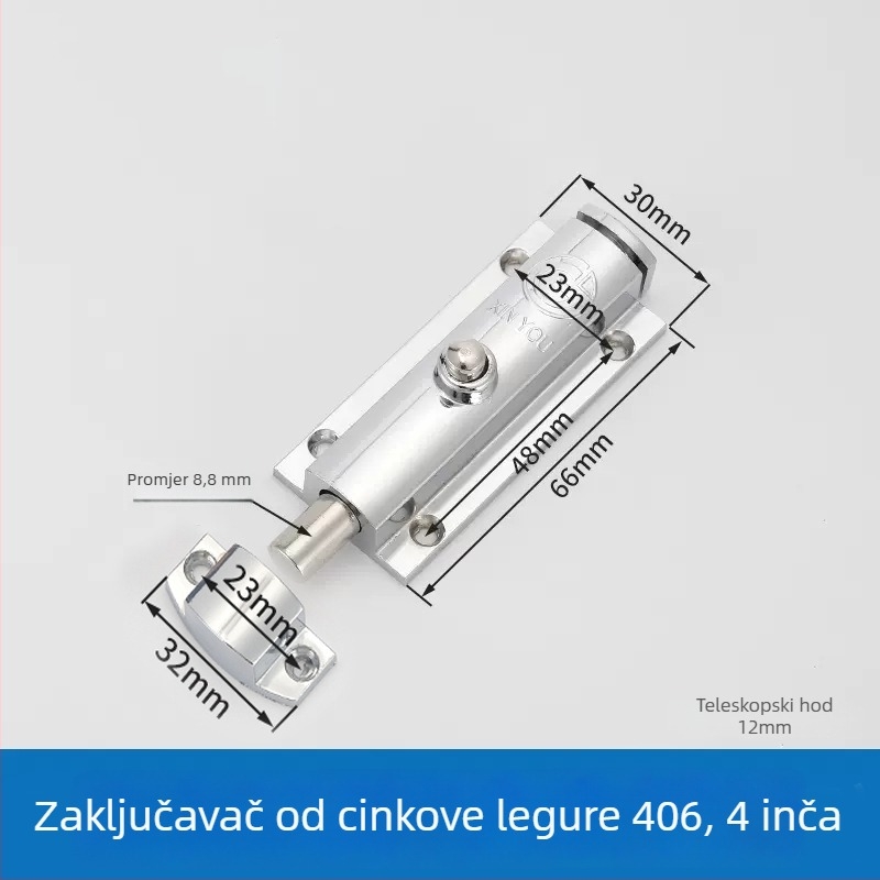 Jednostranični pomični zasun – 404/406/506 od cinkovog legura, premaz cinkom, modernog minimalističkog dizajna za vrata i ormariće