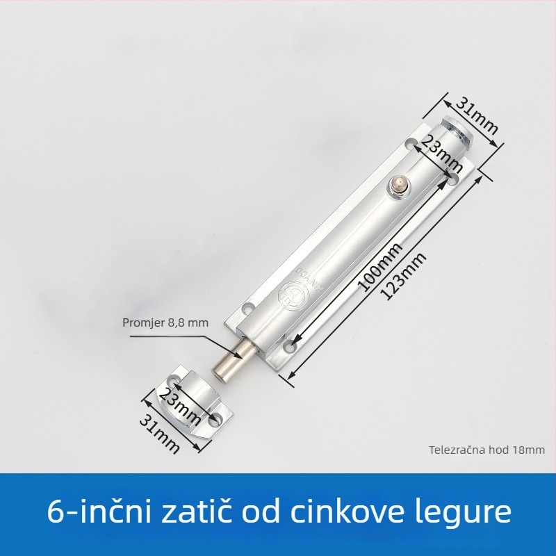 Jednostranični pomični zasun – 404/406/506 od cinkovog legura, premaz cinkom, modernog minimalističkog dizajna za vrata i ormariće