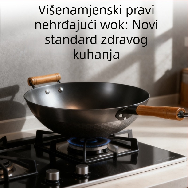 Wok od lijevanog željeza s uzorkom ananasa, ravno dno, kineskog stila, model Sh-lhcg-30