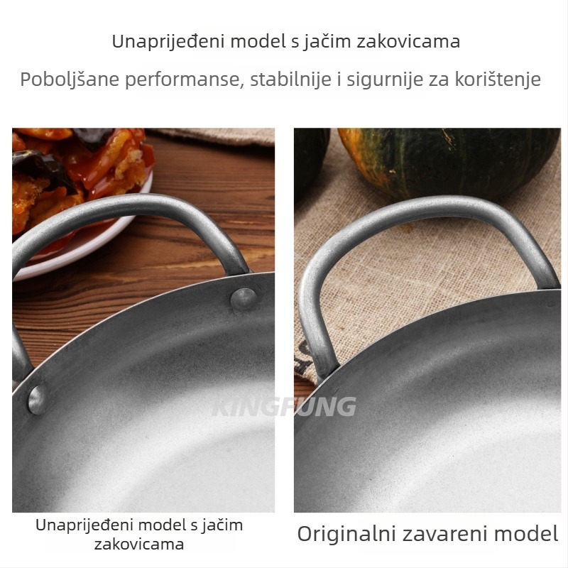 Tanjir od nehrđajućeg čelika s dvostrukim ručkama, dubina 5 cm, težina 413 g, s jednim dnom