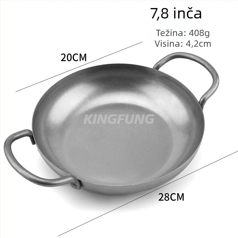 Tanjir od nehrđajućeg čelika s dvostrukim ručkama, dubina 5 cm, težina 413 g, s jednim dnom