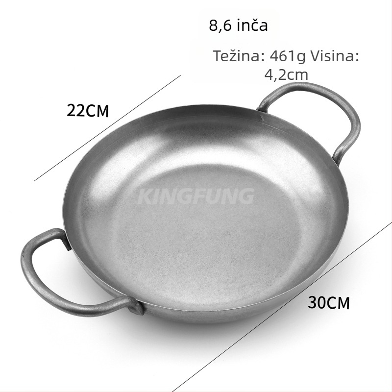 Tanjir od nehrđajućeg čelika s dvostrukim ručkama, dubina 5 cm, težina 413 g, s jednim dnom