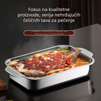 Nehrđajući čelična ploča za roštiljanje ribe, debela, kvadratnog oblika, kompatibilna s indukcijskom pločom, mikrovalno sigurna, višenamjenska za kućnu i poslovnu upotrebu