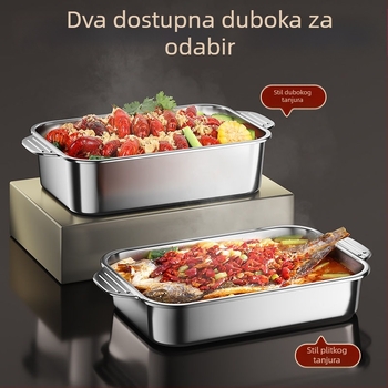 Nehrđajući čelična ploča za roštiljanje ribe, debela, kvadratnog oblika, kompatibilna s indukcijskom pločom, mikrovalno sigurna, višenamjenska za kućnu i poslovnu upotrebu