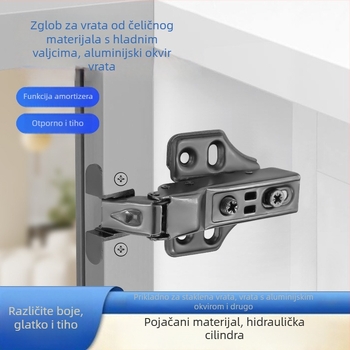 Amortizirajući šarki za vrata s aluminijskim okvirom, za staklene vitrine i knjižnice, standardni kvadratni šarki, materijal: hladno valjani čelik, površinska obloga: elektroplating, stil: moderni minimalistički