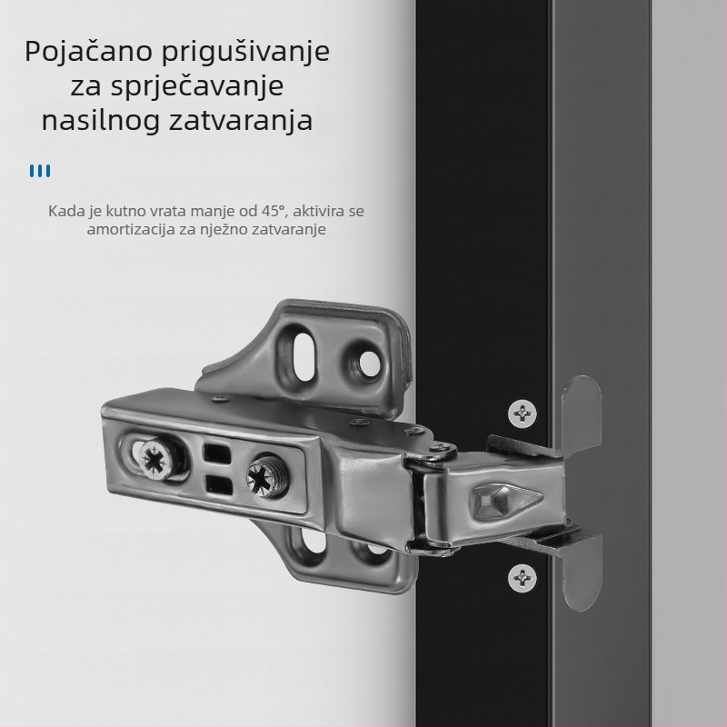 Amortizirajući šarki za vrata s aluminijskim okvirom, za staklene vitrine i knjižnice, standardni kvadratni šarki, materijal: hladno valjani čelik, površinska obloga: elektroplating, stil: moderni minimalistički