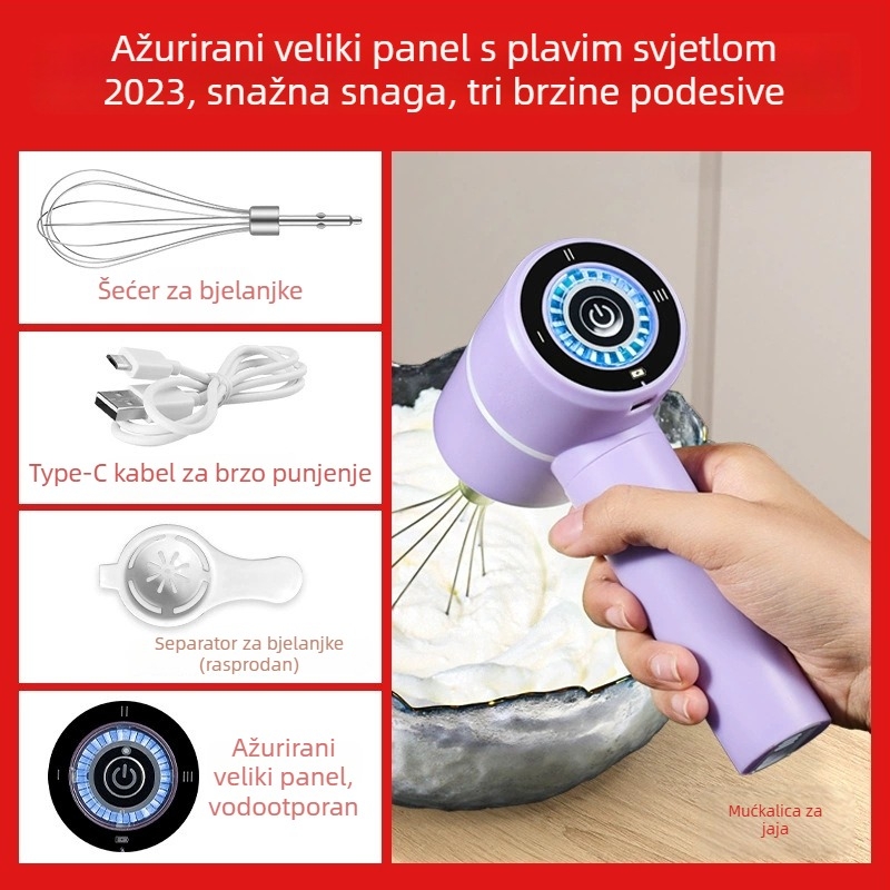 Bežični ručni mikser za kremu i pečenje — 20W, 5V, 50Hz, PP kućište