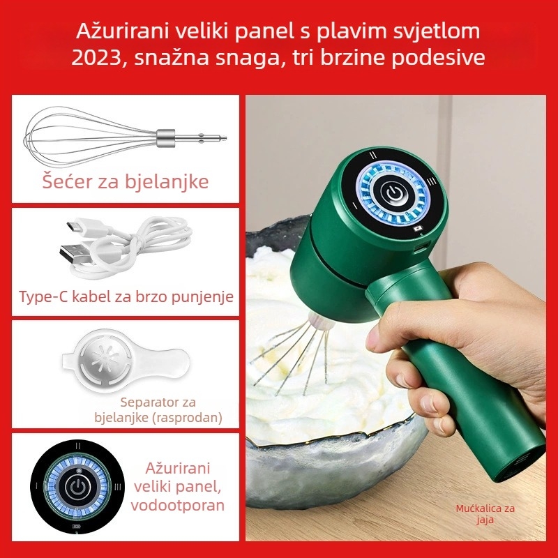 Bežični ručni mikser za kremu i pečenje — 20W, 5V, 50Hz, PP kućište