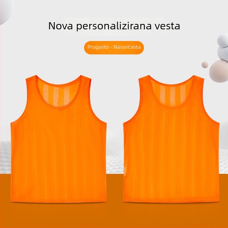 Dječji trening dres za nogomet s prugastom mrežom, poliester, unisex, prilagodba loga