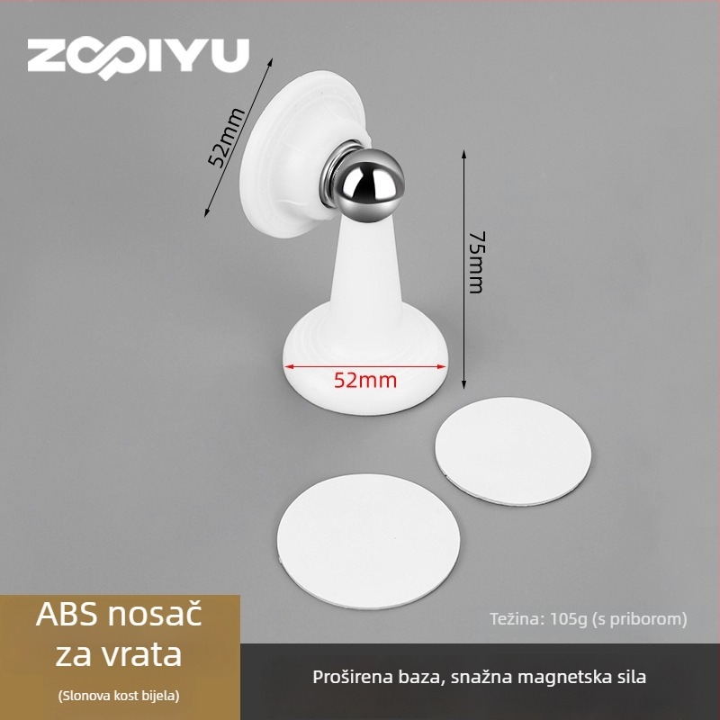 Plastični držač za vrata sa silikonom i niklano obojenim čeličnim materijalom, zidna montaža, standardni dizajn, ručno upravljanje