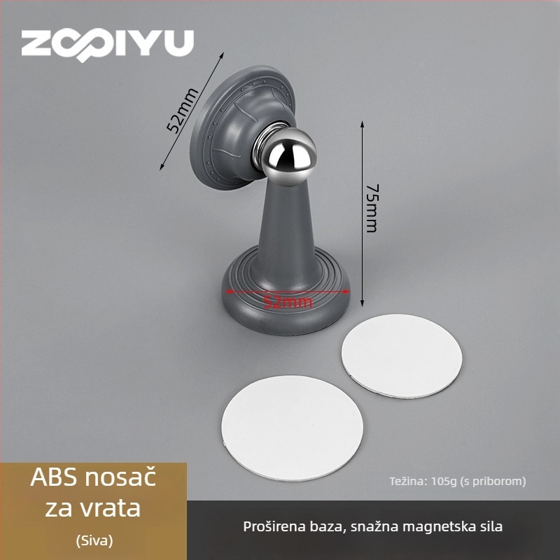 Plastični držač za vrata sa silikonom i niklano obojenim čeličnim materijalom, zidna montaža, standardni dizajn, ručno upravljanje
