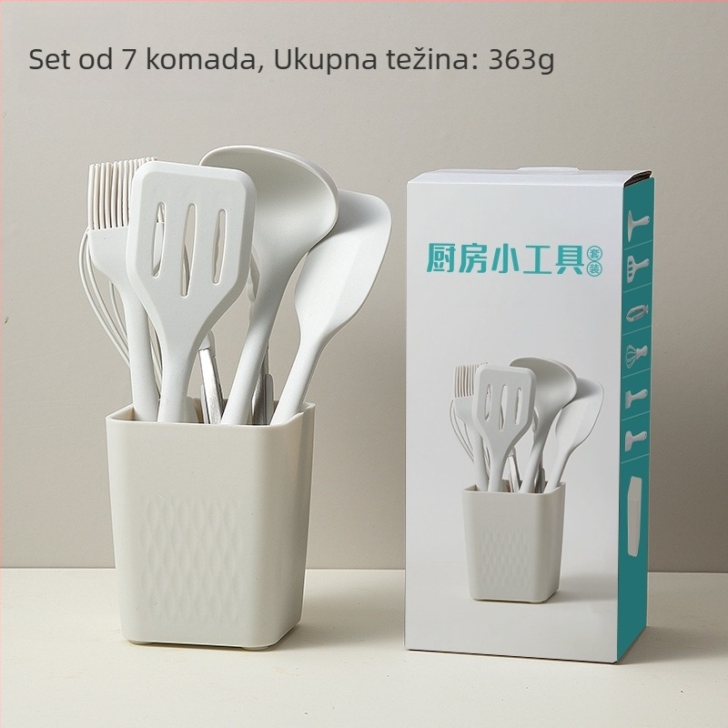 Set silikonskih kuhinjskih alata za prehranu djece: spatula, mini žlica, pjenjača za jaja, klipsa za hranu; silikon za hranu, otporan na visoke temperature, protuklizan, ne lijepi