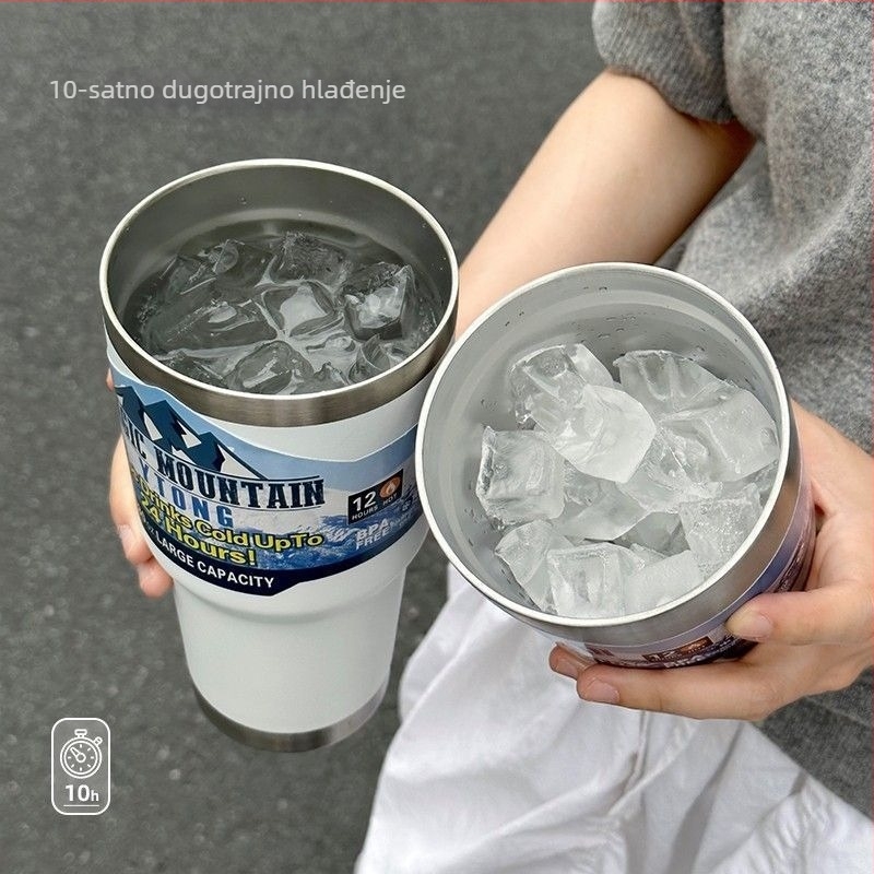 Termos šalice od 304 nehrđajućeg čelika, velik kapacitet, izolacija 6–12 sati, s držačem, mogućnost ispisa logotipa