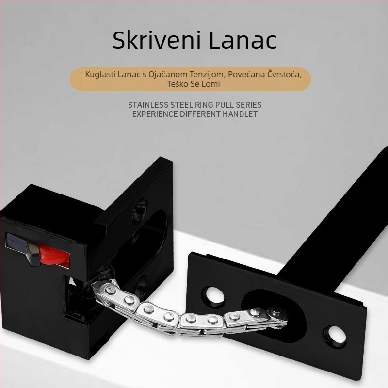 Skriveni zinkasti brava za hotelska vrata s lancem protiv krađe – tip brave A, montaža CT-03, ručna aktivacija