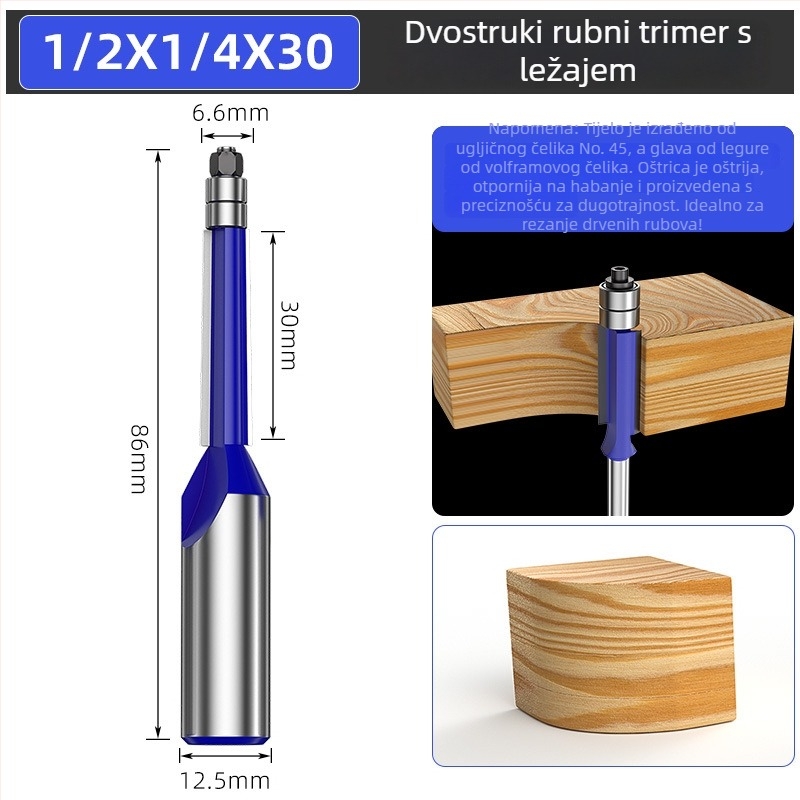 Set freza za drvo s dvostrukim ležajevima i dvostruko oštrim glavama rezova
