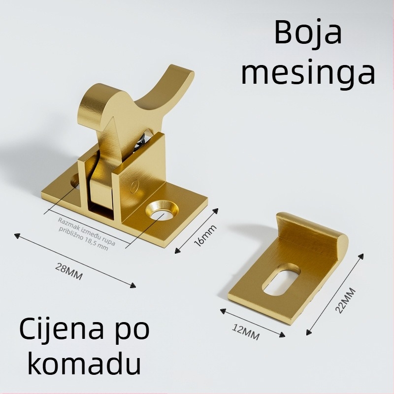 Masivan mesingi ptičji toggle vijak za vrata – tip F, materijal mesing, elektroplatiranje, moderan minimalistički stil