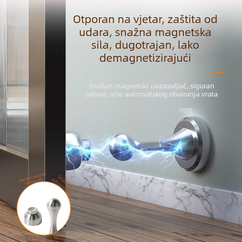 Stoper za vrata, 304 nehrđajući čelik, zidni montaža bez bušenja, protiv sudara, podesiv, tiši magnetski stoper za vrata