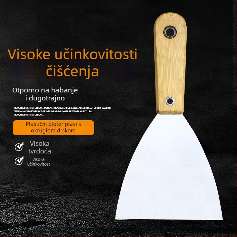 Špachtla za špachtanje s bambuskom ručkom, debela ravna oštrica, za skidanje boje sa zidova i popunjavanje fuge