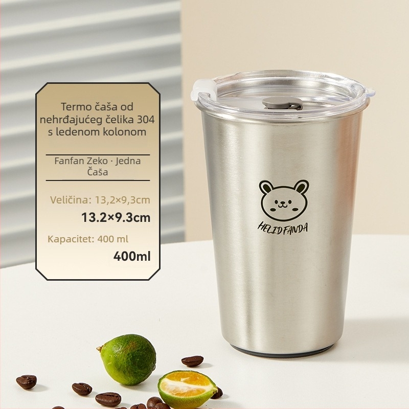 Šalica za kavu od nehrđajućeg čelika 304, vanjska prijenosna, brzo hlađenje, Bear Family uzorak, mogućnost logotipa