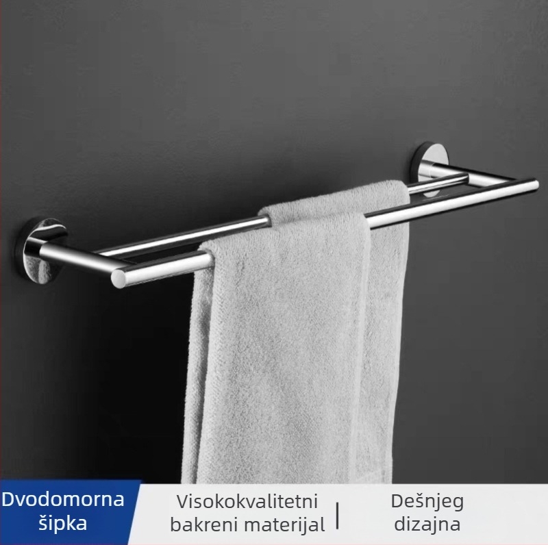 Lang Pai bakren držač ručnika za kupaonicu, dvostruki sloj, elektroplatirani završni sloj, nosivost 20 kg