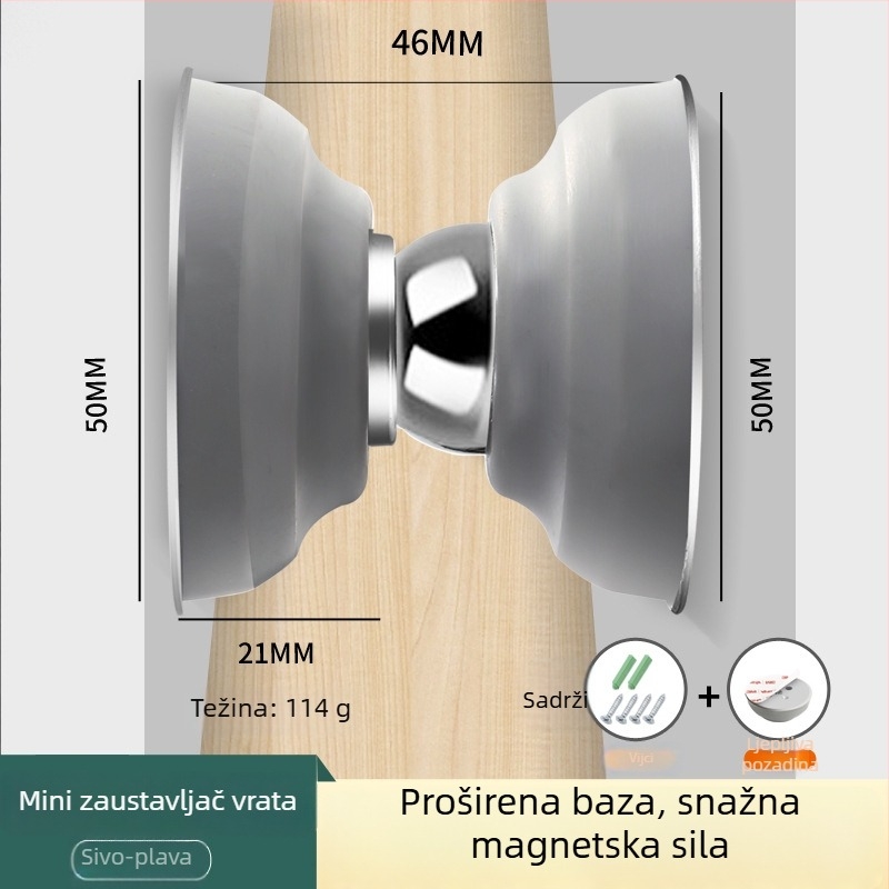 Silikonski kratki usisni držač za vrata - zidni montažni, automatsko upravljanje, materijal: silikonski gel i željezo, završna obrada: wire drawing