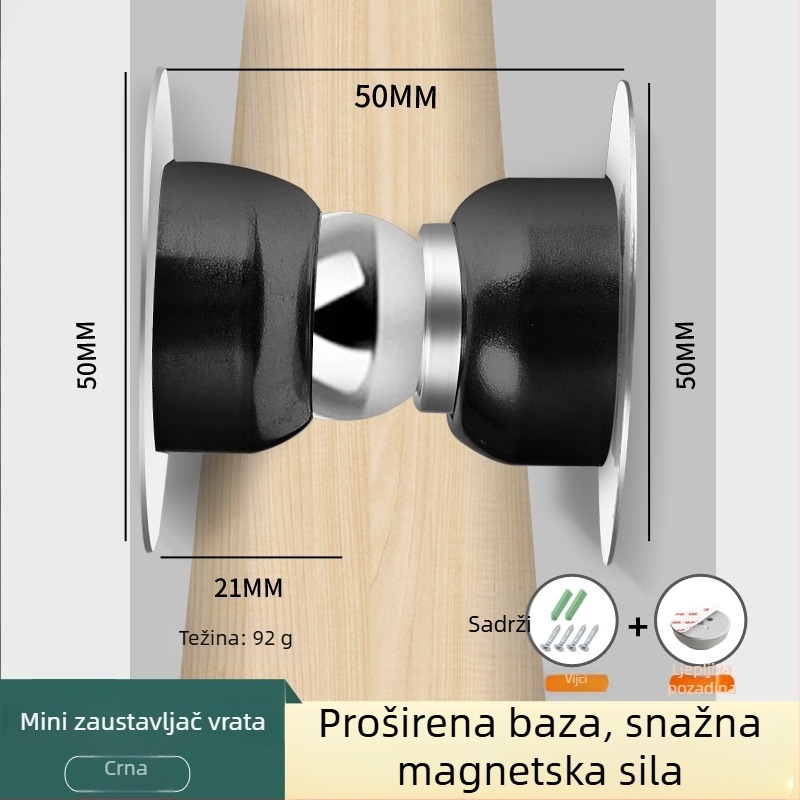 Silikonski kratki usisni držač za vrata - zidni montažni, automatsko upravljanje, materijal: silikonski gel i željezo, završna obrada: wire drawing