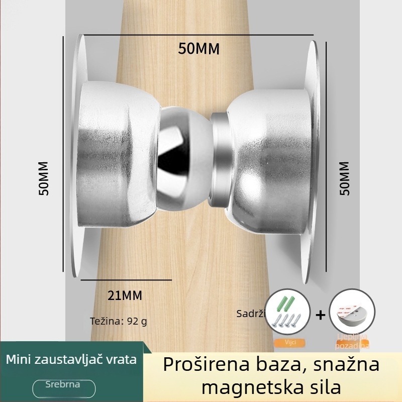 Silikonski kratki usisni držač za vrata - zidni montažni, automatsko upravljanje, materijal: silikonski gel i željezo, završna obrada: wire drawing