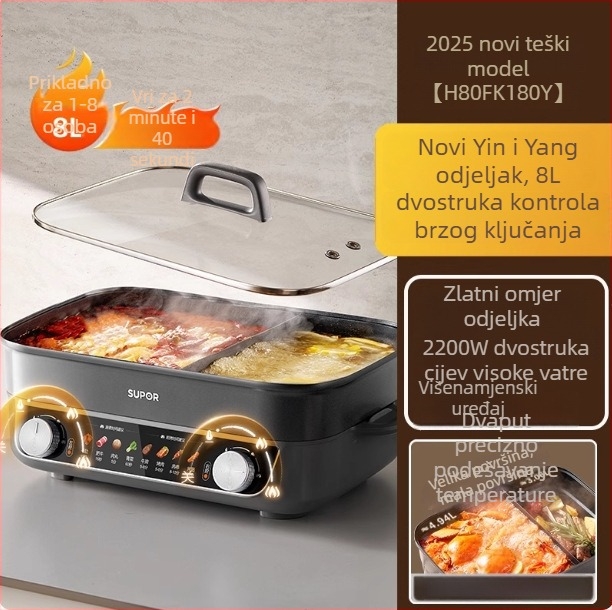 Električna posuda Supor, kapacitet 6 L i više, snaga preko 1500 W, mehaničko upravljanje, unutarnji spremnik od legure