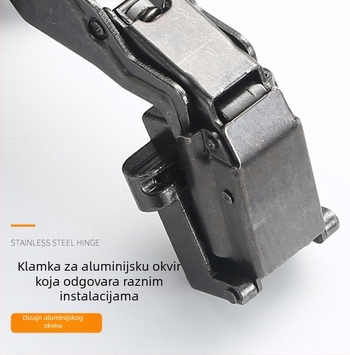 Hidraulijski kutni šarnir za vrata s okvirom od stakla i aluminija, 135°/165°/175°, pogodan za vitrine i ormariće, uključuje montažne vijke