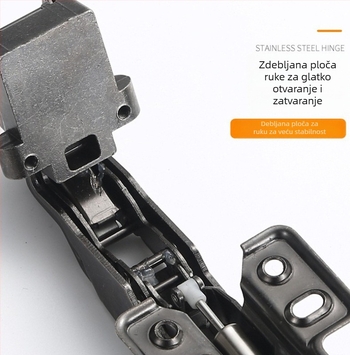 Hidraulijski kutni šarnir za vrata s okvirom od stakla i aluminija, 135°/165°/175°, pogodan za vitrine i ormariće, uključuje montažne vijke