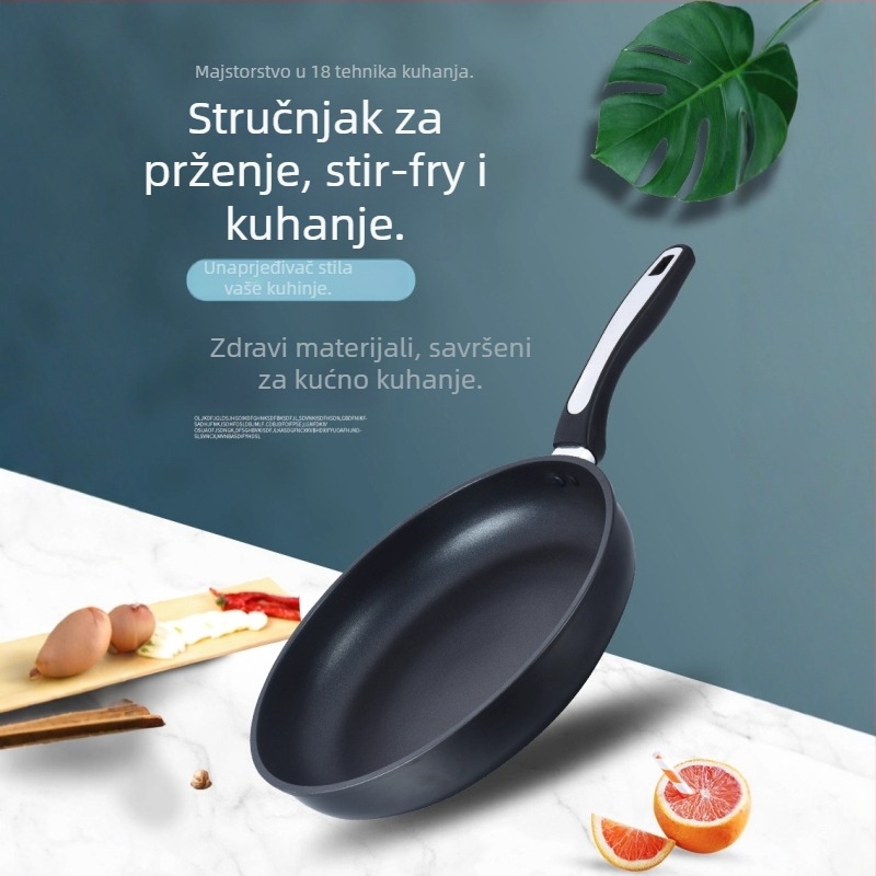 Nordijski stil tava s neprijanjajućim premazom, tijelo od aluminijske legure, dno dvostrukog sloja (aluminij i 304 nehrđajući čelik), kompatibilna s indukcijskim pločama