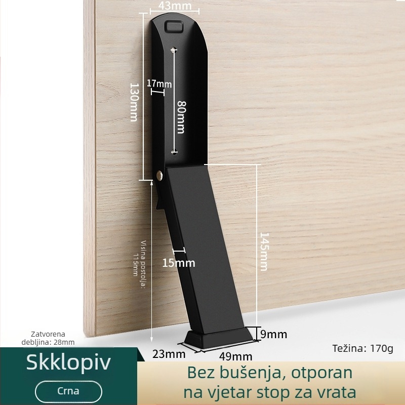 Nehrđajući čelični zaustavljač vrata, bruširani završetak, produženi dizajn.