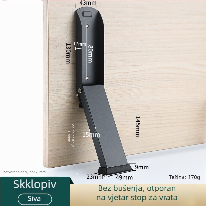 Nehrđajući čelični zaustavljač vrata, bruširani završetak, produženi dizajn.
