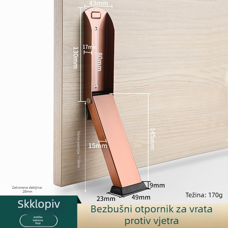 Nehrđajući čelični zaustavljač vrata, bruširani završetak, produženi dizajn.