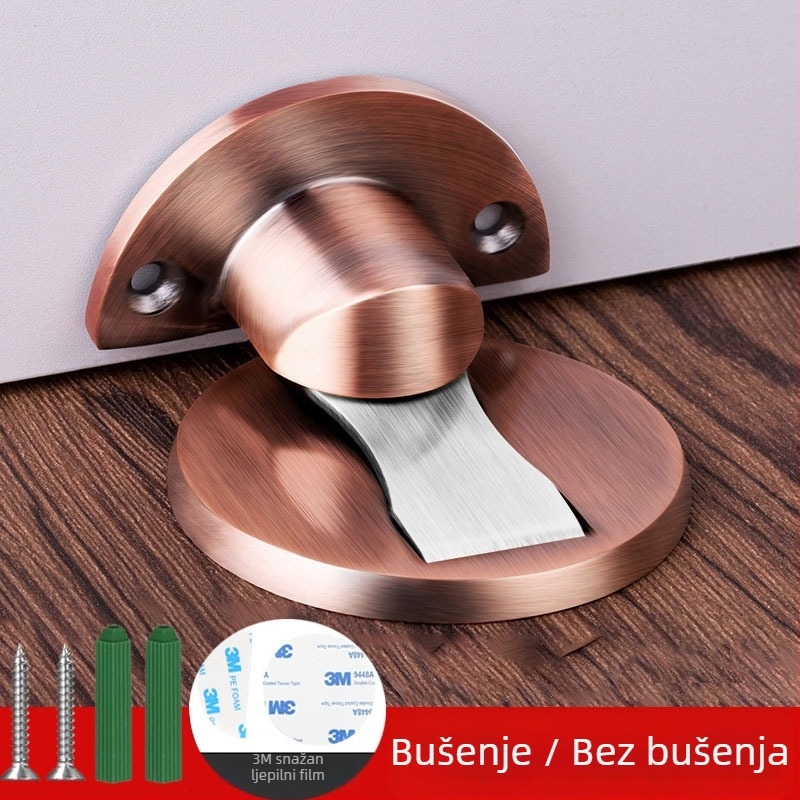 Magnetski stopper za vrata, podnožje na podu, nevidljiv i tih, antikolizijski, skriven dizajn, aluminijska legura, polirana površina, za hotelsku spavaću sobu