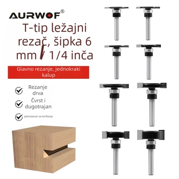 T-tip oštrica za strojeve za obradu drveta, nož za udubljivanje (slotting knife), Edge Trimmer, 6-osi osovina, ležaj 1/4 osovine