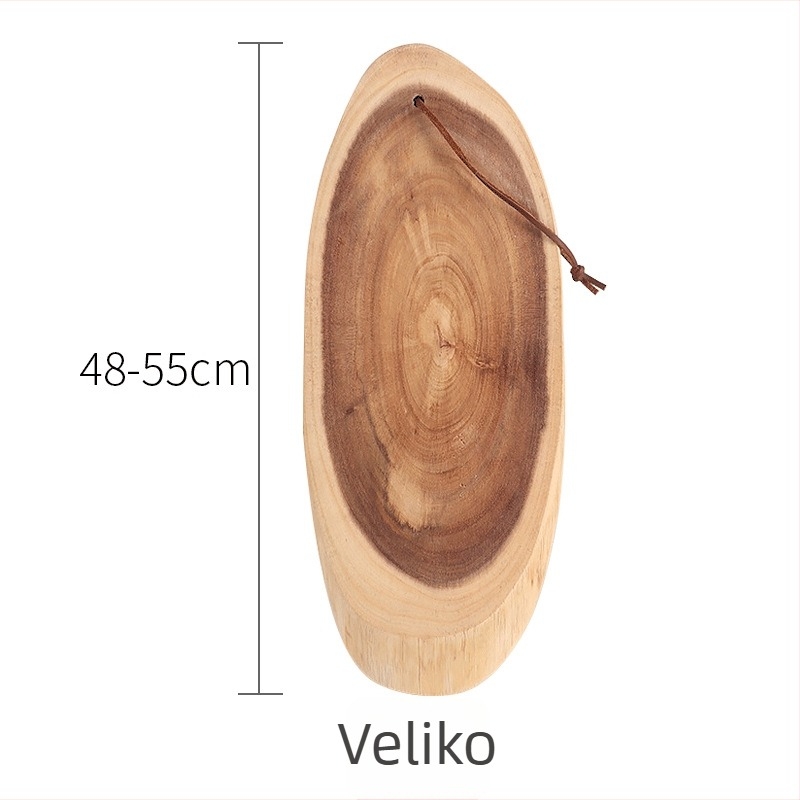 Daska za rezanje od akacije, nepravilan oblik, dvostrana, za kruh i voće, kampiranje i kućnu upotrebu.