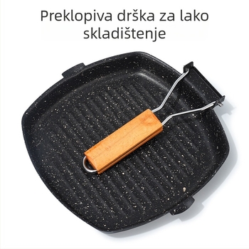 Tiganj za prženje od finog željeza s neprijanjajućim premazom, dubina 3-5 cm, pogodan za plinsku kuhalicu