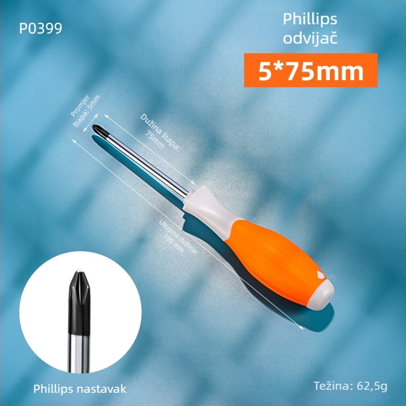 Industrijske klase dvostruki PH2 Phillips odvijač s magnetnim vrhom i izoliranim držajem, Cr-V čelik