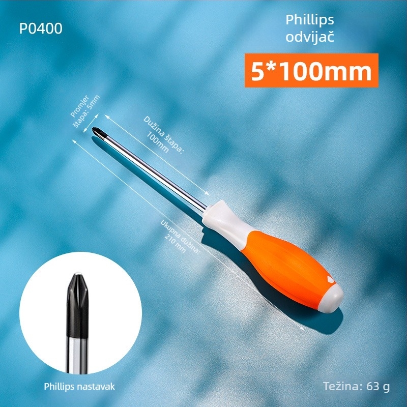 Industrijske klase dvostruki PH2 Phillips odvijač s magnetnim vrhom i izoliranim držajem, Cr-V čelik