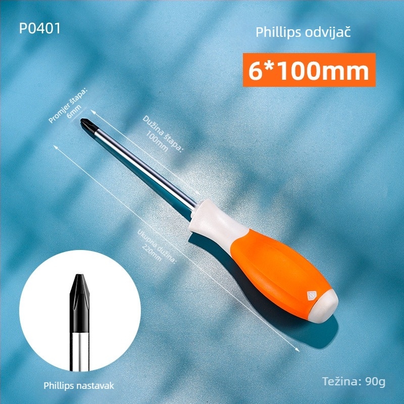 Industrijske klase dvostruki PH2 Phillips odvijač s magnetnim vrhom i izoliranim držajem, Cr-V čelik