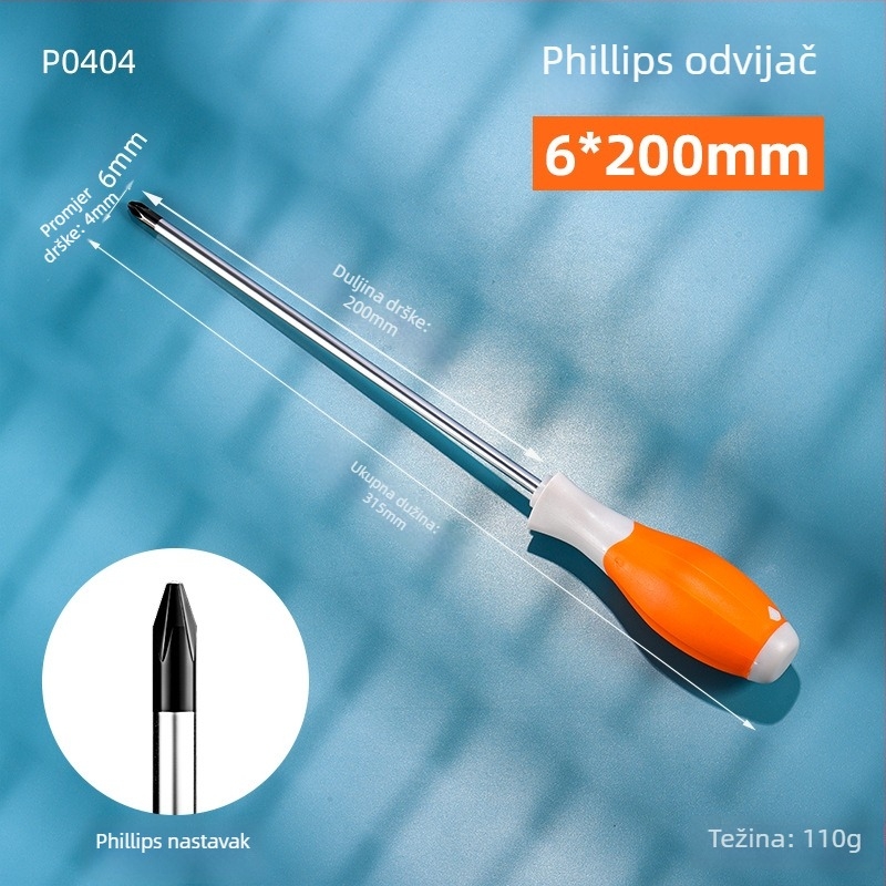 Industrijske klase dvostruki PH2 Phillips odvijač s magnetnim vrhom i izoliranim držajem, Cr-V čelik