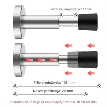 Hidraulički gornji dio vrata od nehrđajućeg čelika, cinkovog legura, zidni montaža, ručno upravljanje, moderni minimalistički stil