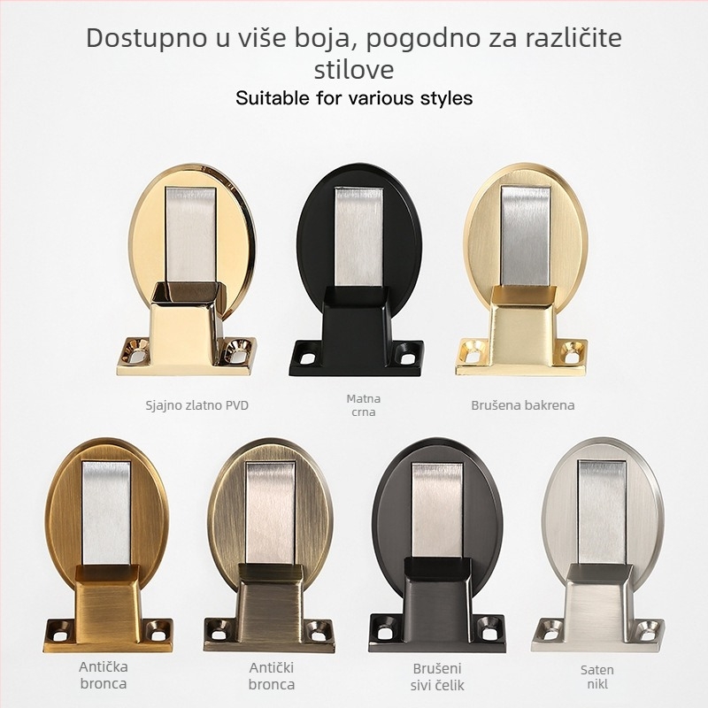 BAGB Podni usisni zaustavljač vrata, cinkovo legura, elektroplirano završna obrada, CT-02 podni tip, moderan stil